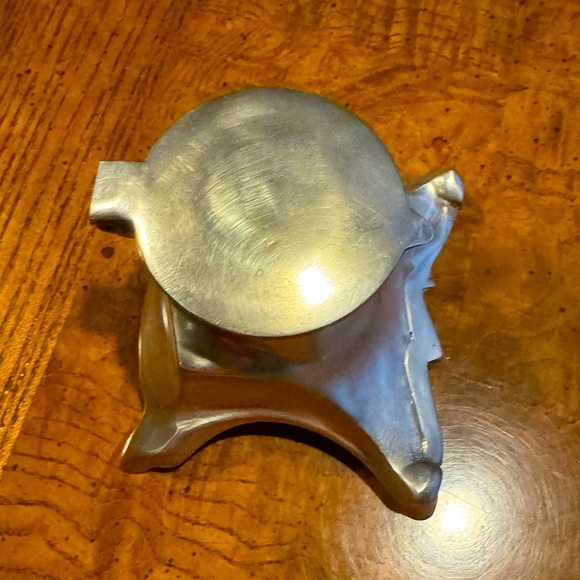 Art Nouveau Ink Well with Glass Insert - Metal Alloy - Vintage - Picture 10 of 12